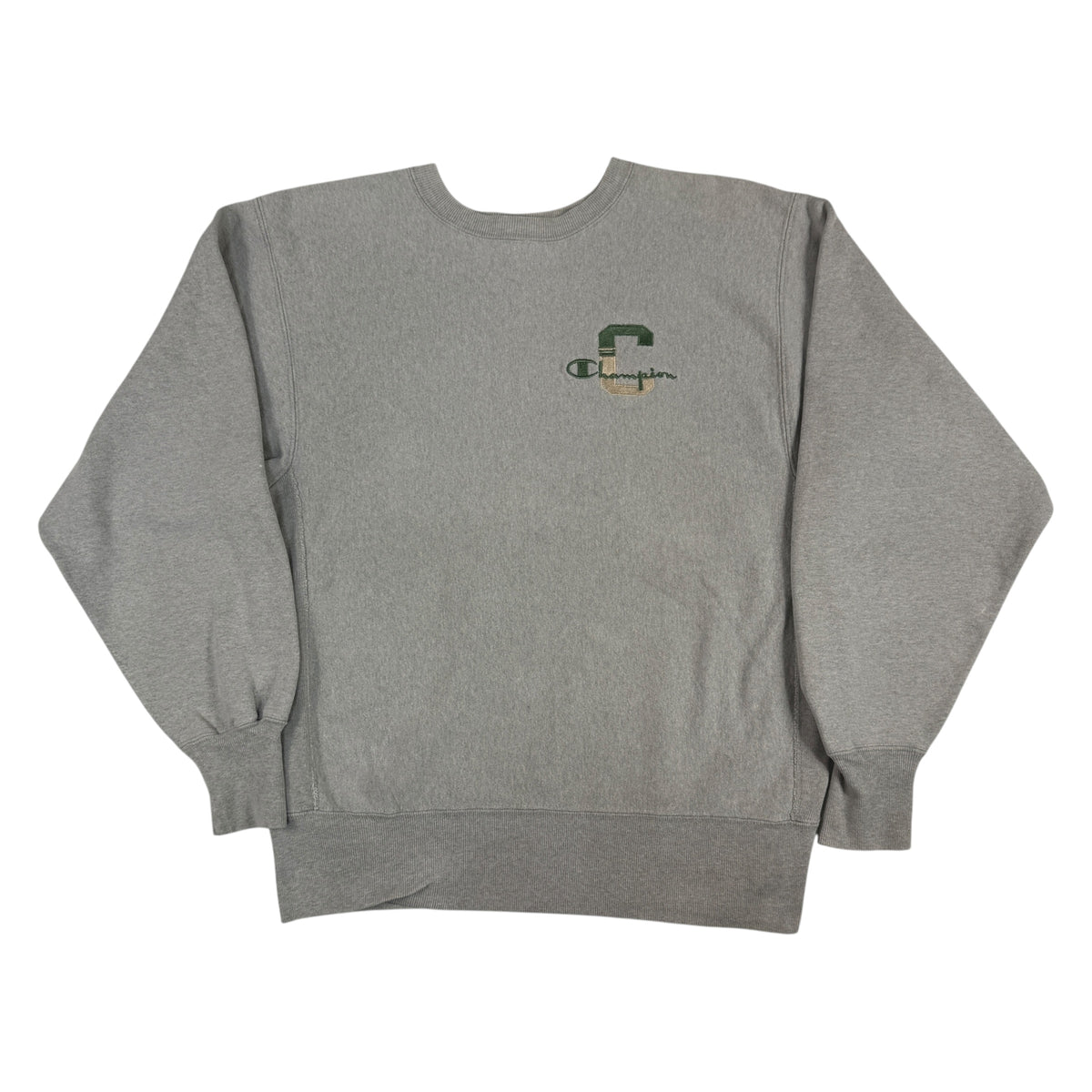 90's Champion リバースウィーブ C×スクリプトロゴ刺繍 グレー スウェット L 正面全体