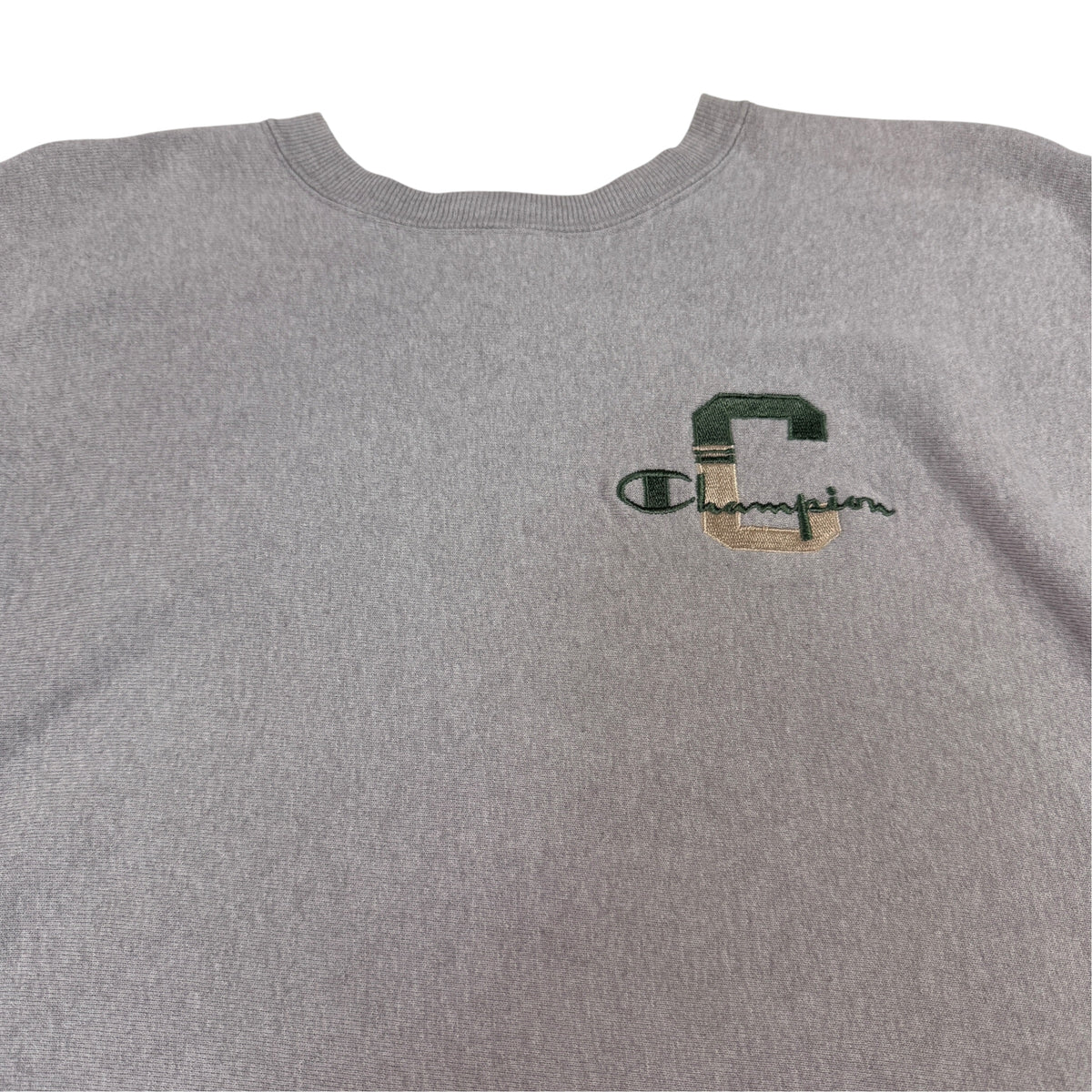 90's Champion リバースウィーブ C×スクリプトロゴ刺繍 グレー スウェット L 胸ロゴ引き