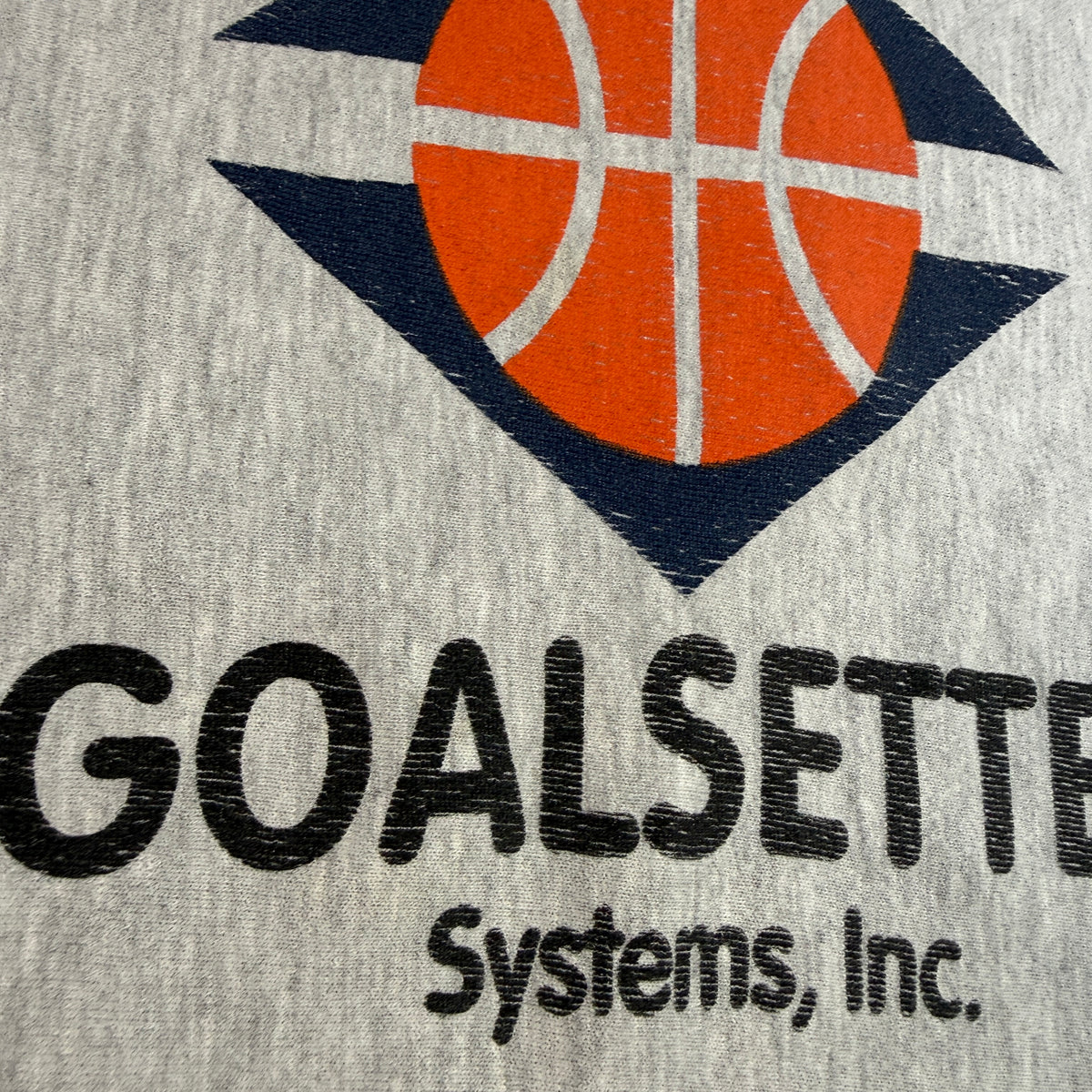 90's Champion リバースウィーブ GOALSETTER Systems, Inc. グレー スウェット XL 胸 プリント 超寄り
