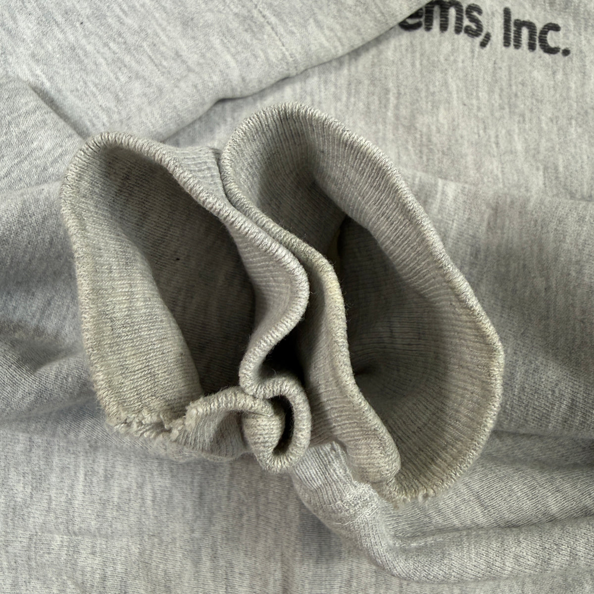 90's Champion リバースウィーブ GOALSETTER Systems, Inc. グレー スウェット XL 袖口リブ 内側のほつれ