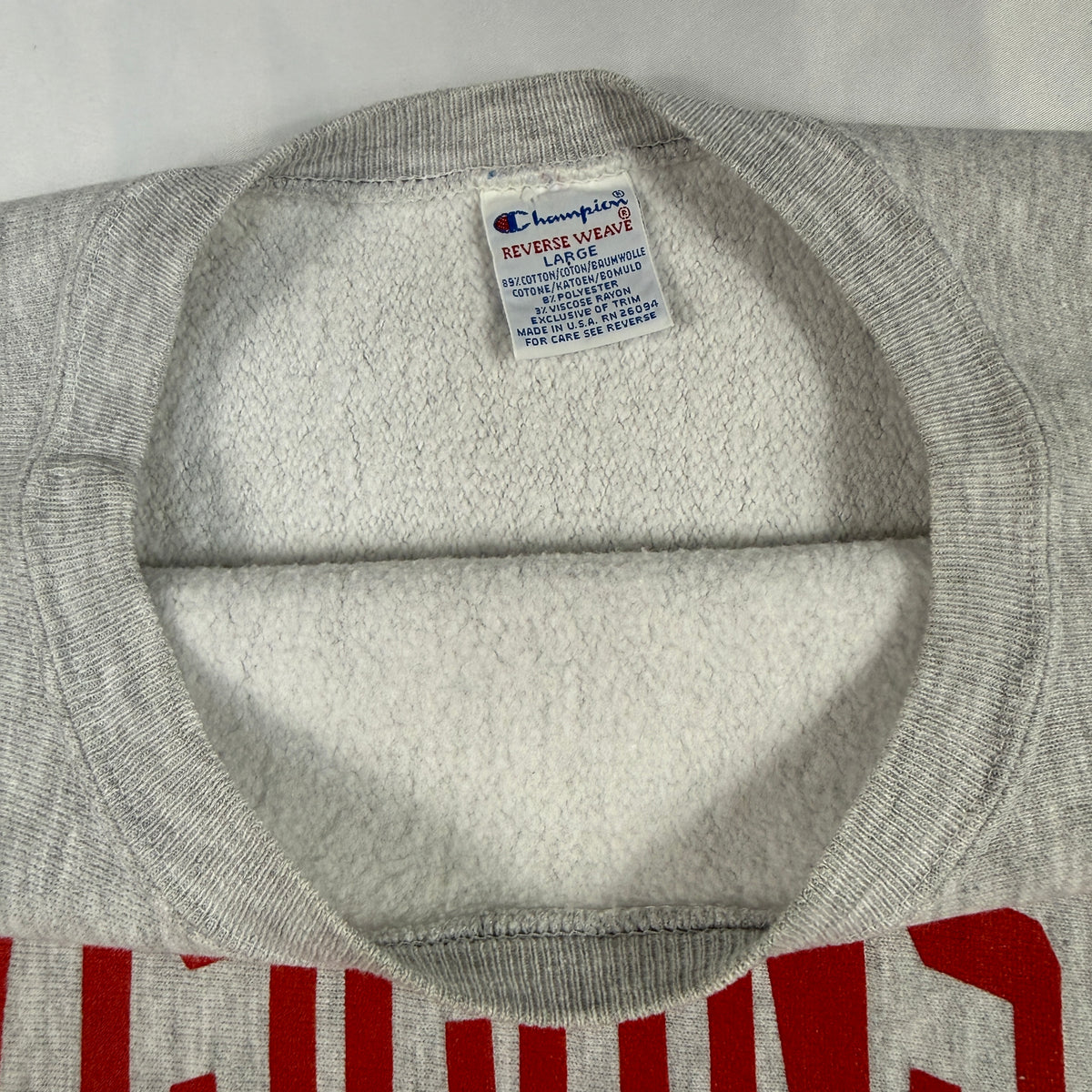90's Champion リバースウィーブ WISCONSIN グレー スウェット L 首元タグ引き