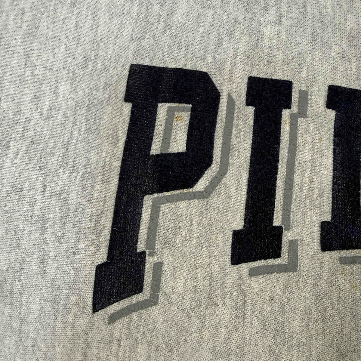 90's Champion リバースウィーブ PINGRY グレー スウェット XL プリント左 薄い黄色っぽいシミ