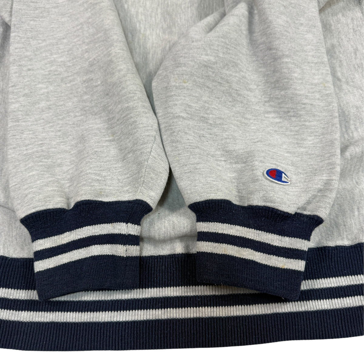 90's Champion リバースウィーブ PINGRY グレー スウェット XL 左袖 Cロゴ刺繍とラインリブ