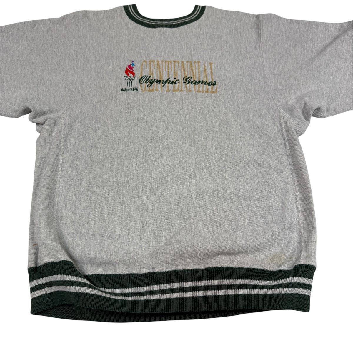 90's Champion リバースウィーブ CENTENNIAL Olympic Games グレー スウェット L 正面 上半身引き