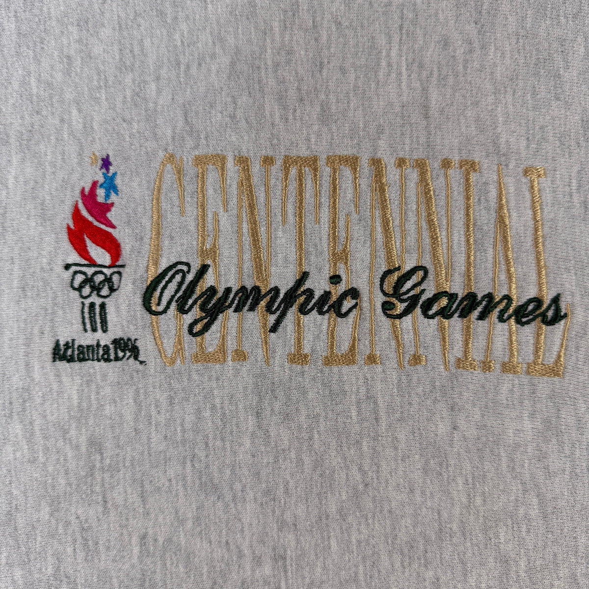 90's Champion リバースウィーブ CENTENNIAL Olympic Games グレー スウェット L 胸 アトランタ1996 ロゴ刺繍寄り