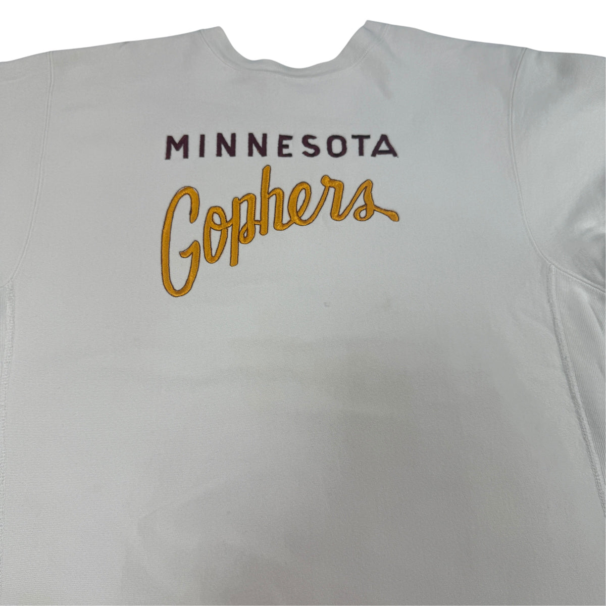 80's Champion リバースウィーブ MINNESOTA Gophers 刺繍 ホワイト スウェット L 胸 MINNESOTA Gophers 刺繍全体