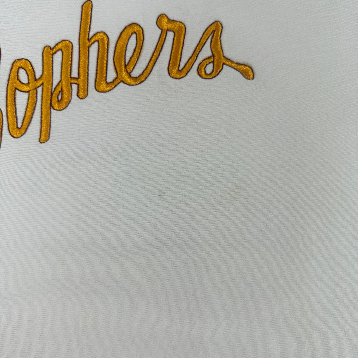 80's Champion リバースウィーブ MINNESOTA Gophers 刺繍 ホワイト スウェット L 胸 Gophers ゴールド筆記体刺繍 超寄り