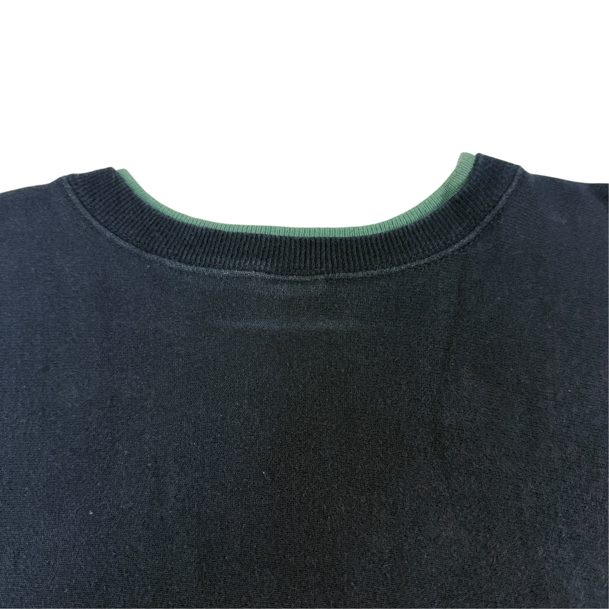 90's Champion リバースウィーブ スクリプトロゴ アップリケ刺繍 ネイビー スウェット XL 首リブ グリーンライン 正面