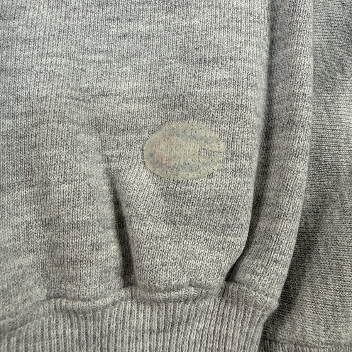 90's Champion リバースウィーブ ALFRED UNIVERSITY 校章プリント グレー スウェット L 左袖 Cロゴ刺繍 色褪せ