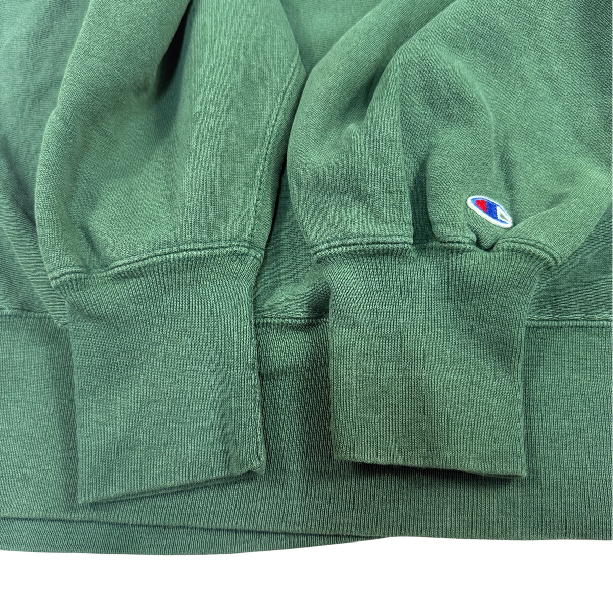 90's Champion リバースウィーブ UW-Stout 刺繍 ダークグリーン スウェット XXL 袖口リブとCロゴ