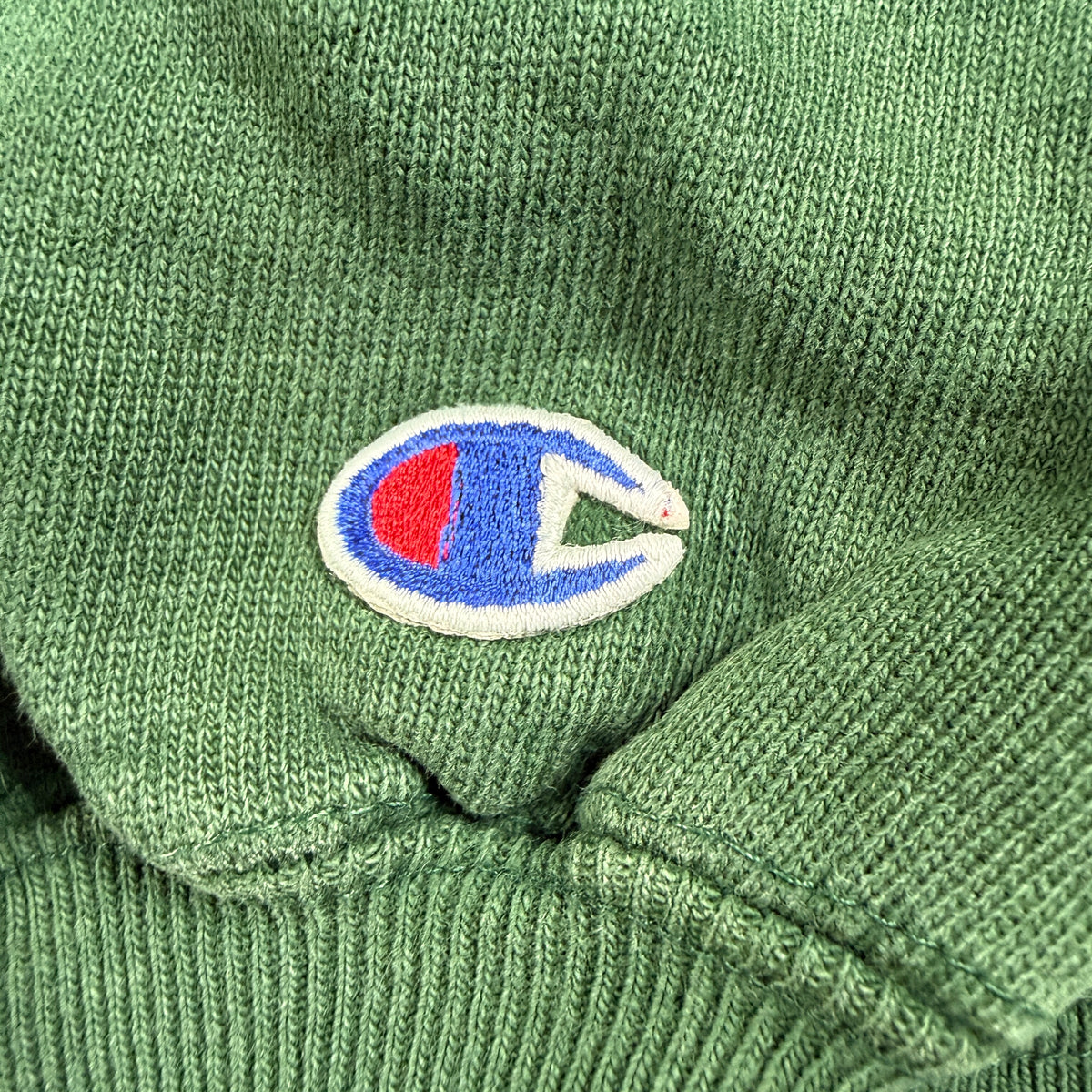90's Champion リバースウィーブ UW-Stout 刺繍 ダークグリーン スウェット XXL 左袖 Cロゴ刺繍寄り