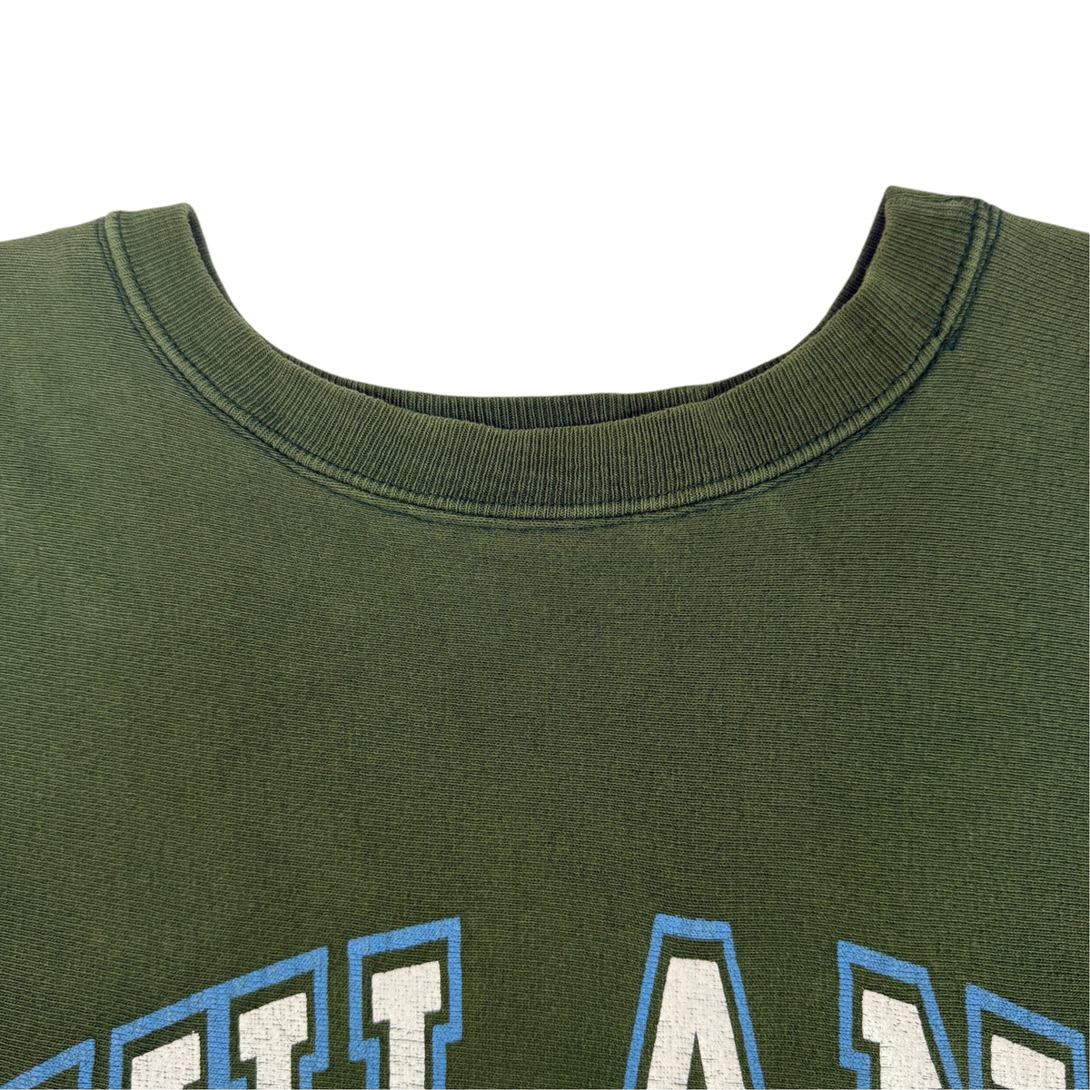 90's Champion リバースウィーブ TULANE 強フェード グリーン スウェット XL 首リブと胸プリント