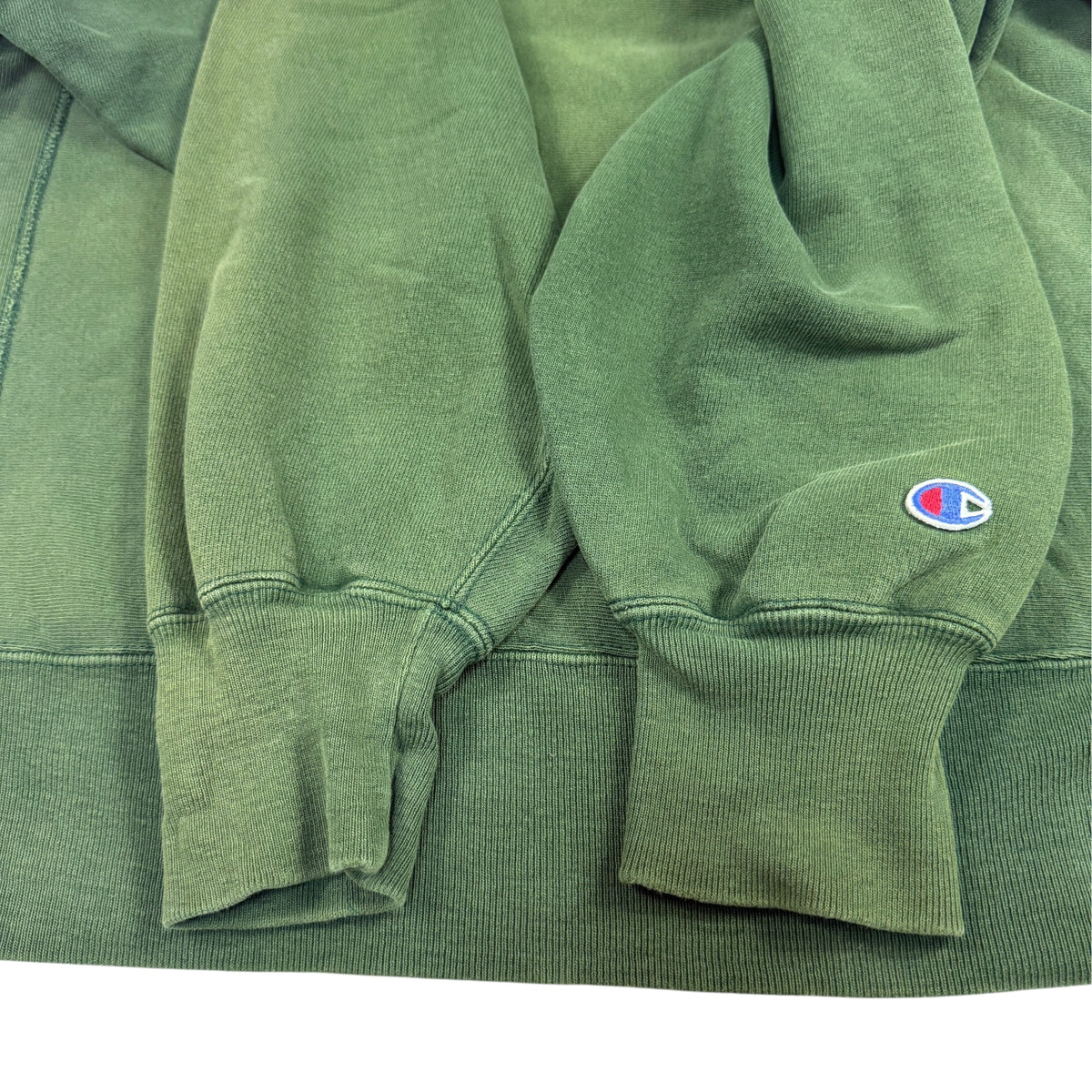 90's Champion リバースウィーブ TULANE 強フェード グリーン スウェット XL 袖口リブとCロゴ