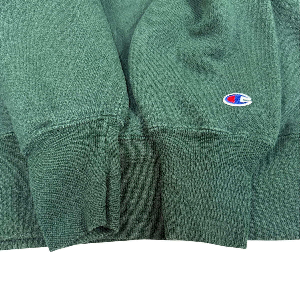 90's Champion リバースウィーブ CANADA DRY エンブレム刺繍 ダークグリーン スウェット L 左袖 Cロゴ刺繍と袖口リブ
