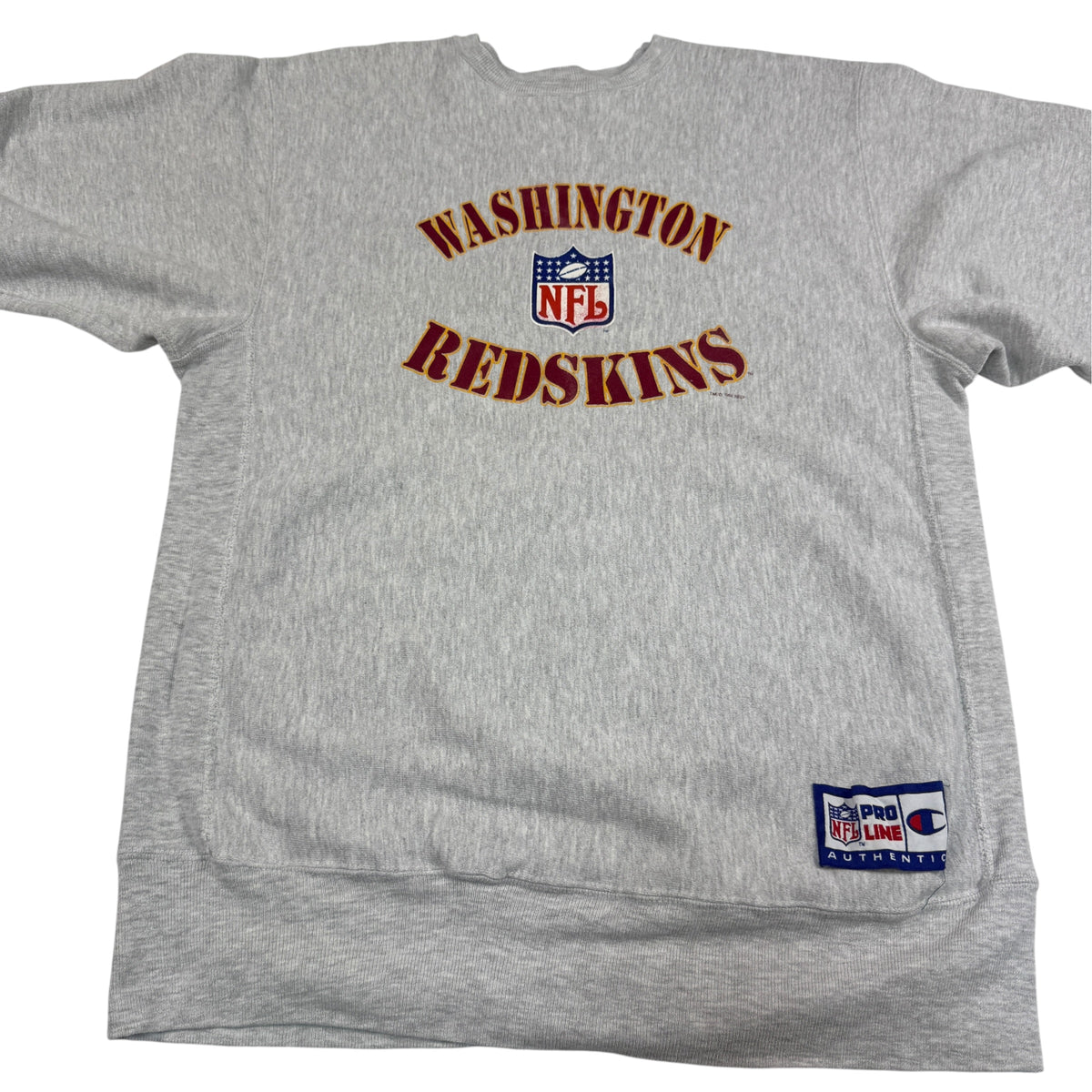90's Champion リバースウィーブ WASHINGTON REDSKINS グレー スウェット XXL 正面 平置き全体