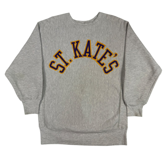 90's Champion リバースウィーブ ST. KATE'S アップリケ グレー スウェット XL 正面全体