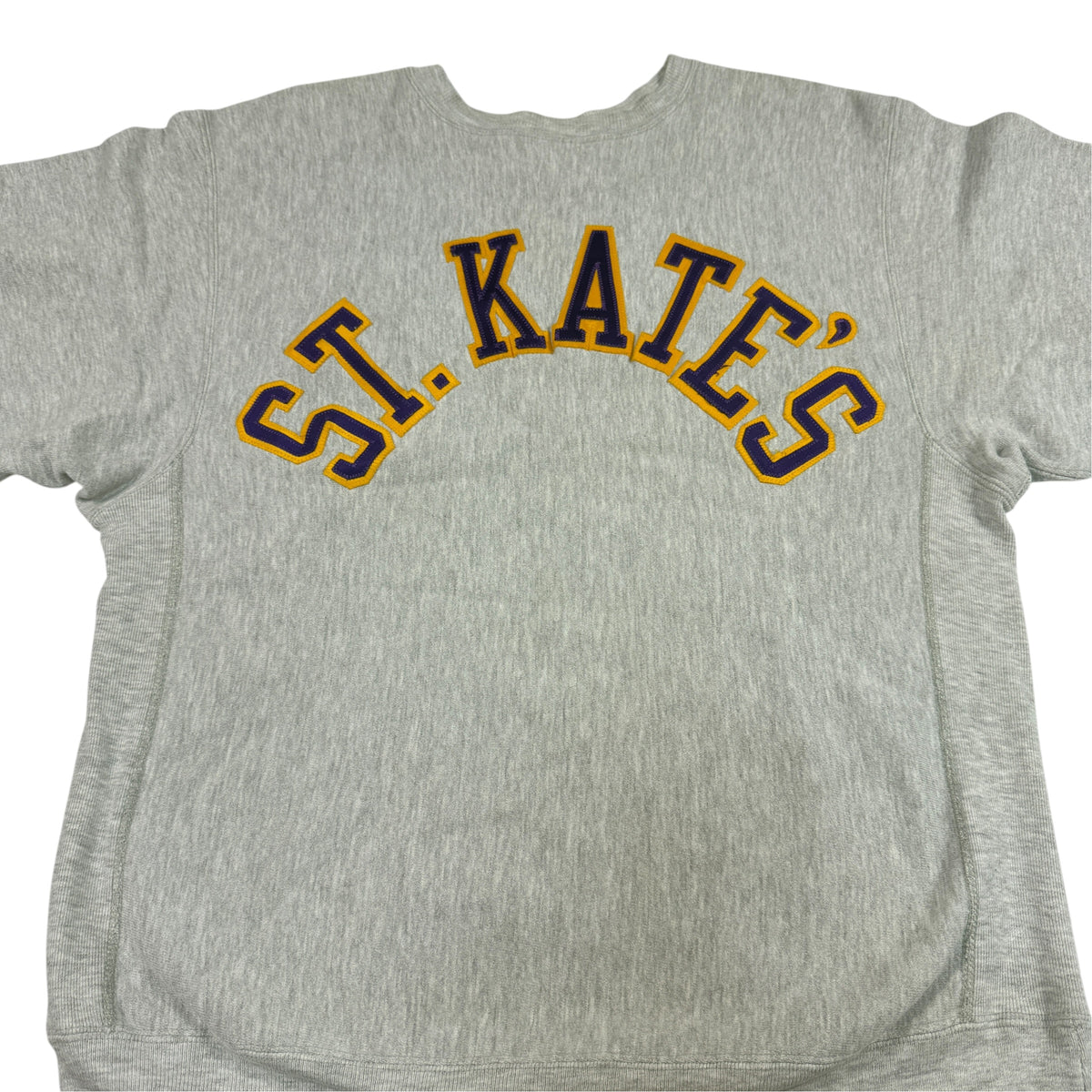 90's Champion リバースウィーブ ST. KATE'S グレー スウェット XL 正面 平置き全体