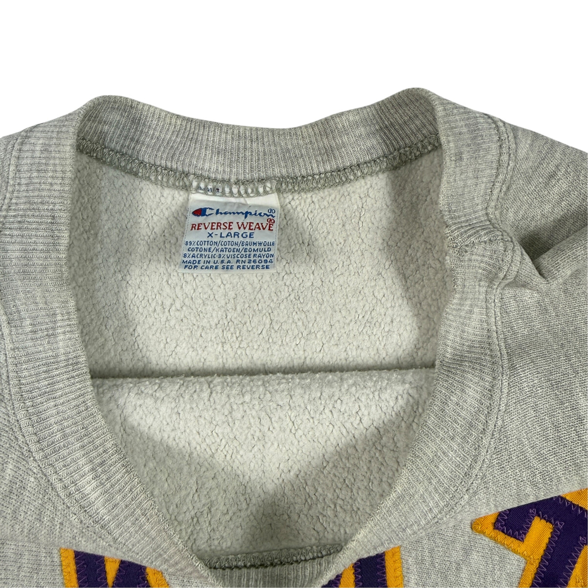 90's Champion リバースウィーブ ST. KATE'S グレー スウェット XL 首元内側とタグ引き