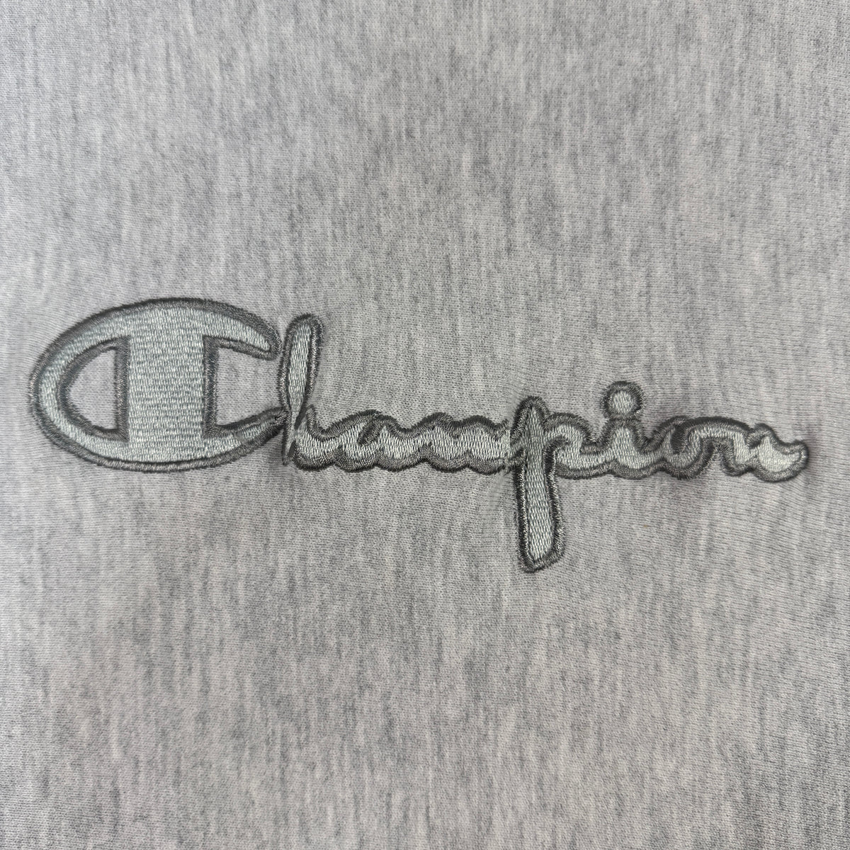 90's Champion リバースウィーブ スクリプトロゴ グレー スウェット L 胸 トーンオントーン刺繍寄り