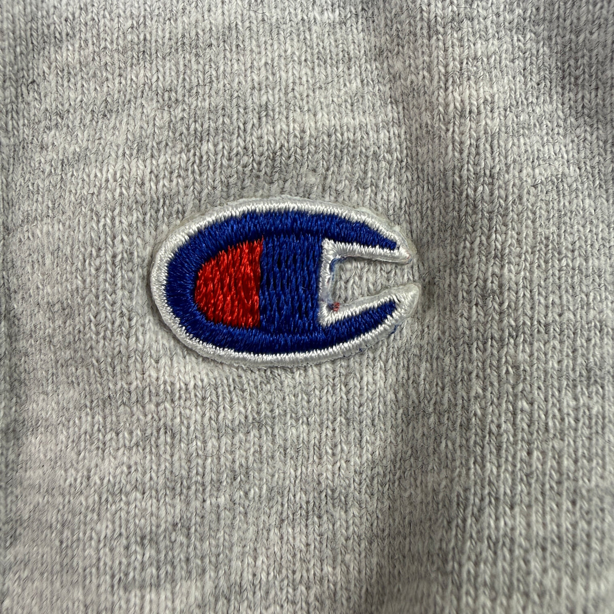 90's Champion リバースウィーブ スクリプトロゴ グレー スウェット L 左袖 Cロゴ刺繍寄り