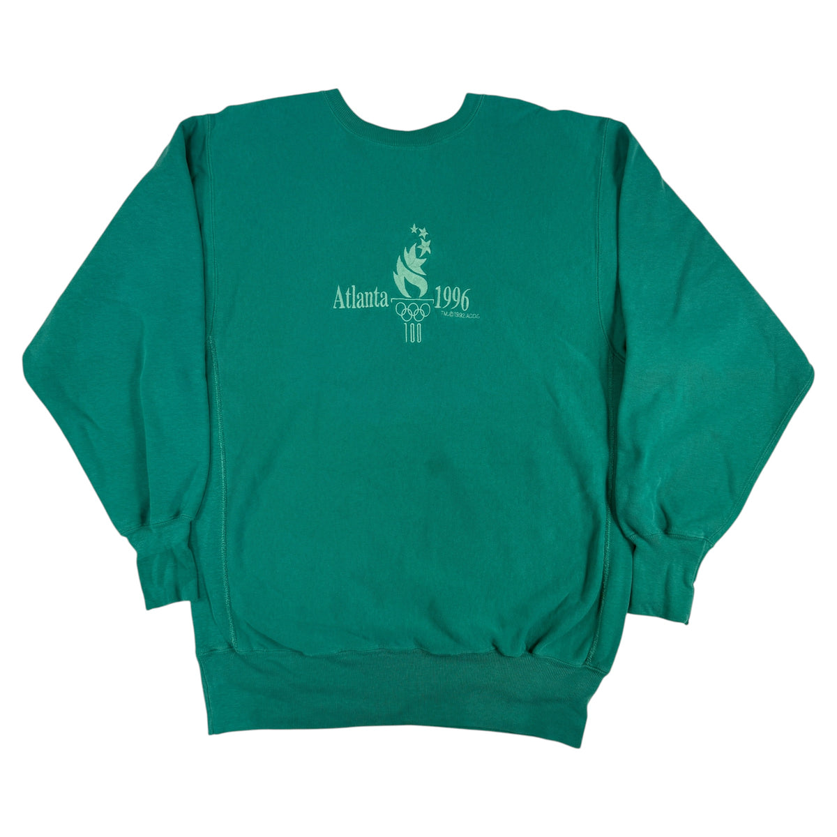 90's Champion リバースウィーブ Atlanta 1996 オリンピック刺繍 グリーン スウェット XXL 正面全体