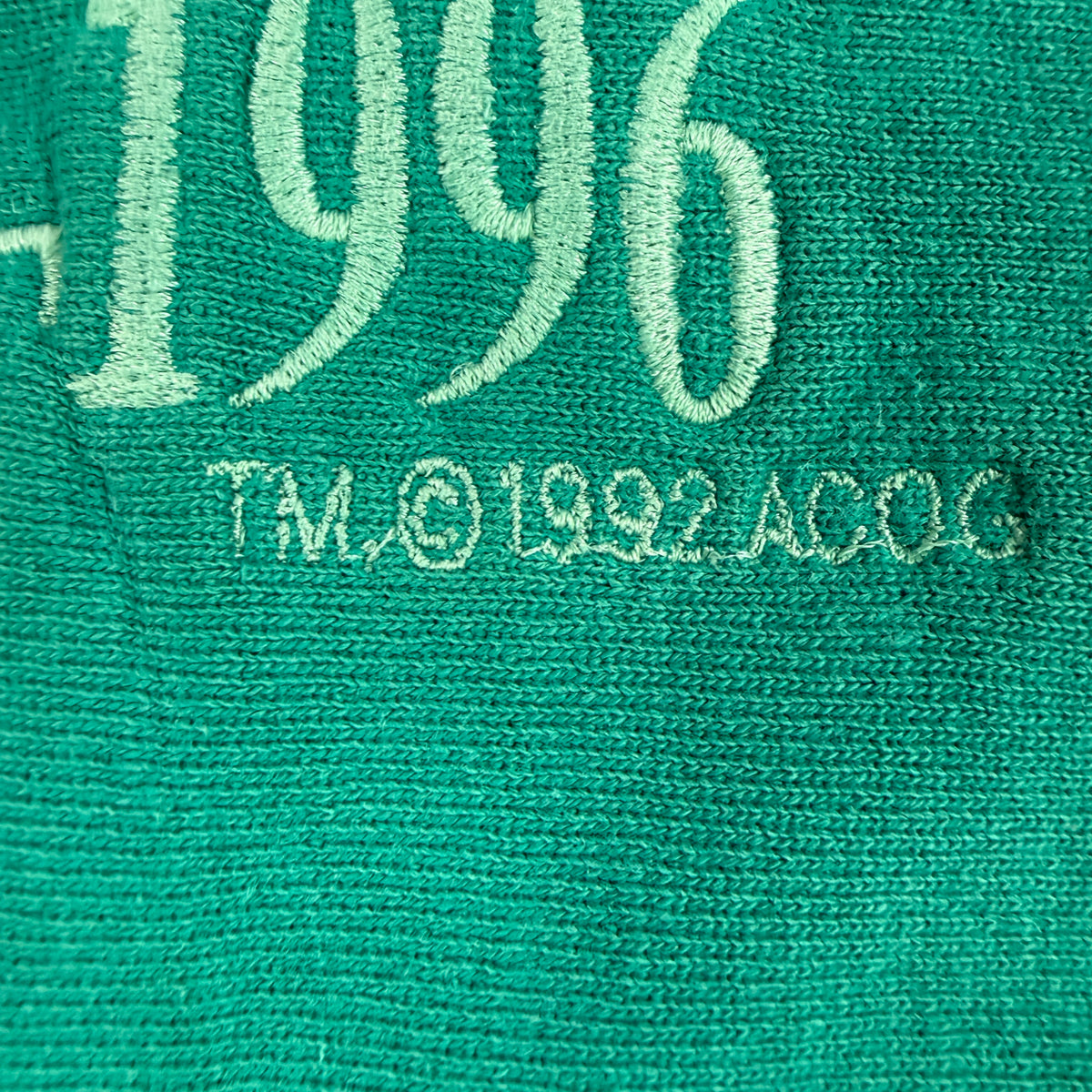 90's Champion リバースウィーブ Atlanta 1996 グリーン スウェット XXL TM © 1992 ACOG 表記 超寄り