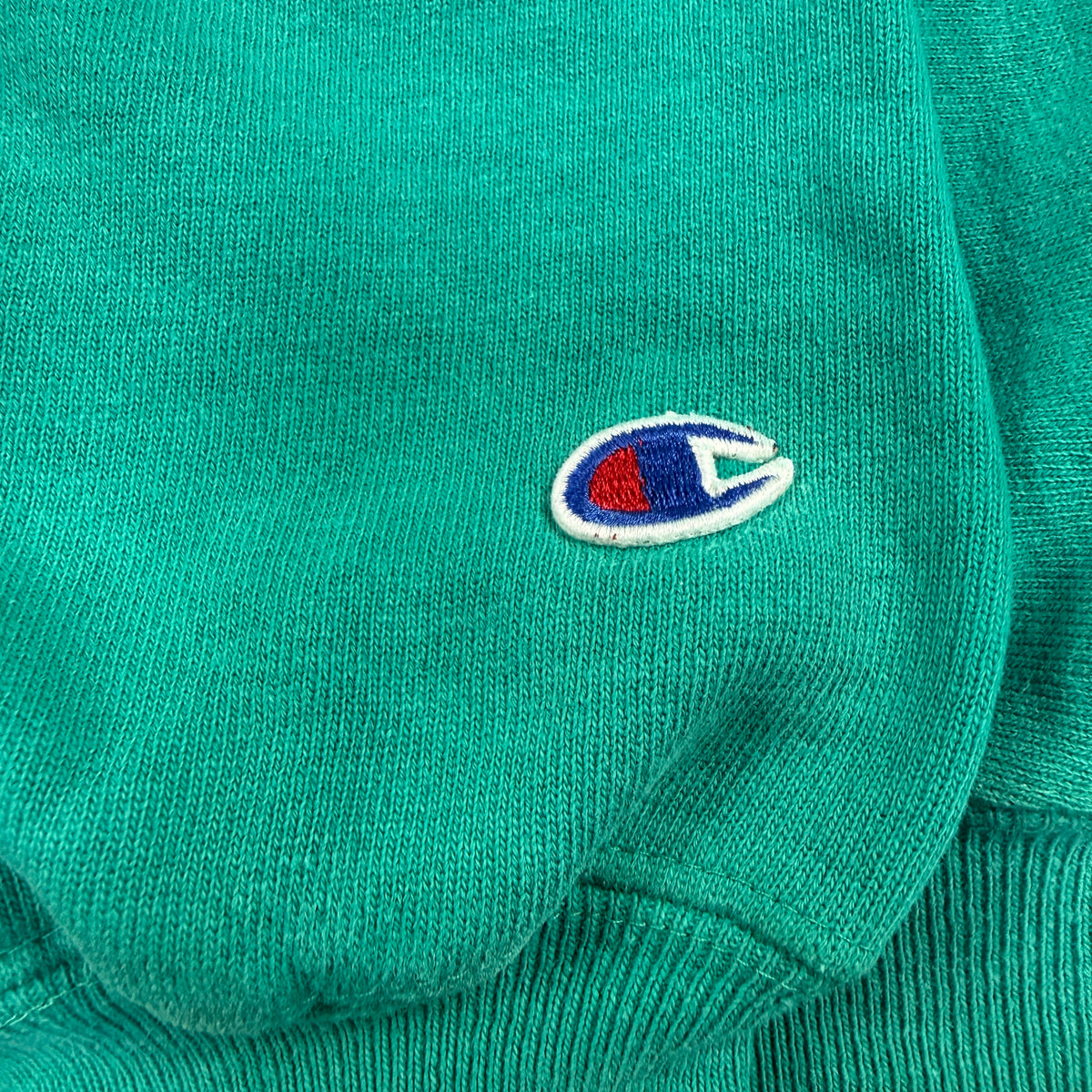 90's Champion リバースウィーブ Atlanta 1996 グリーン スウェット XXL 左袖 Cロゴ刺繍寄り