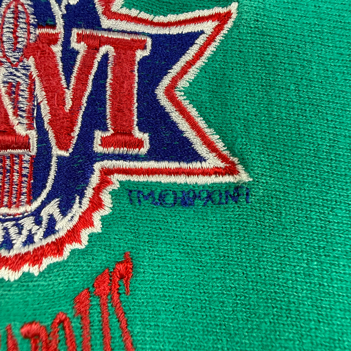 90's Champion リバースウィーブ SUPER BOWL XXVI グリーン スウェット L 胸刺繍 超寄りとコピーライト表記