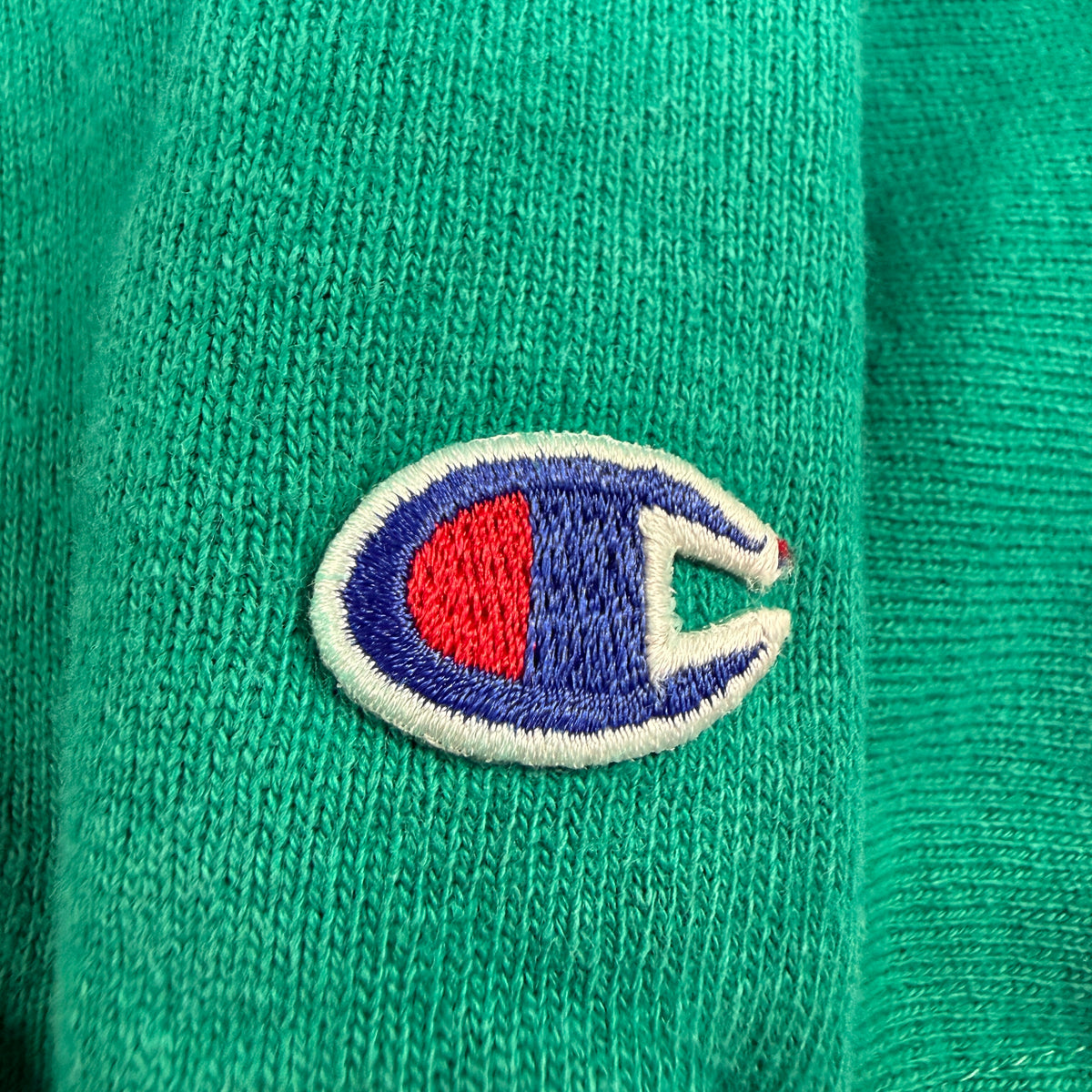 90's Champion リバースウィーブ SUPER BOWL XXVI グリーン スウェット L 左袖 Cロゴ刺繍寄り