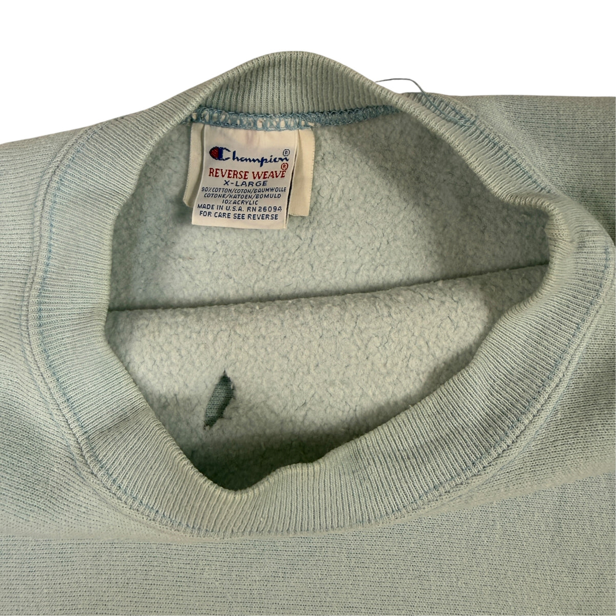 Champion リバースウィーブ 首元のタグ（引き）