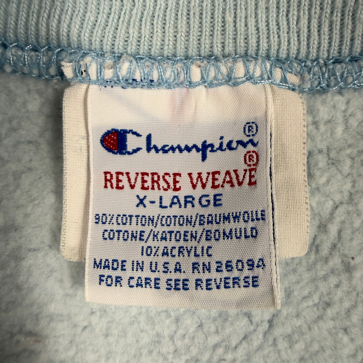 Champion REVERSE WEAVE 刺繍タグ X-LARGE コットン90% アクリル10% MADE IN U.S.A. RN 26094