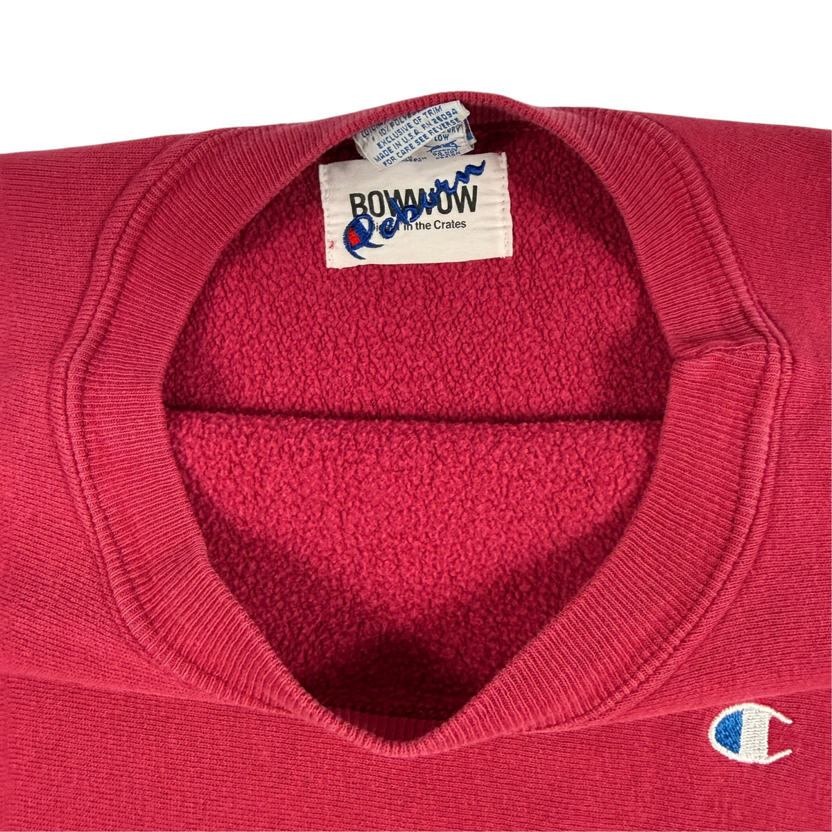 Champion リバースウィーブ 首元の内側 タグと裏起毛