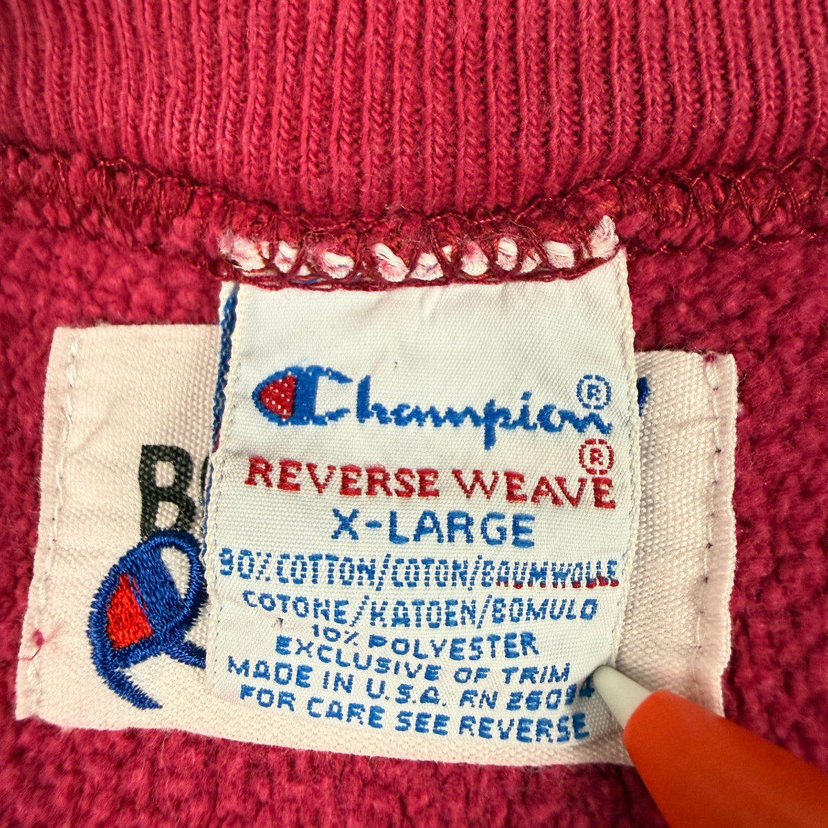 Champion REVERSE WEAVE 刺繍タグ X-LARGE コットン90% ポリエステル10% MADE IN U.S.A. RN 26094