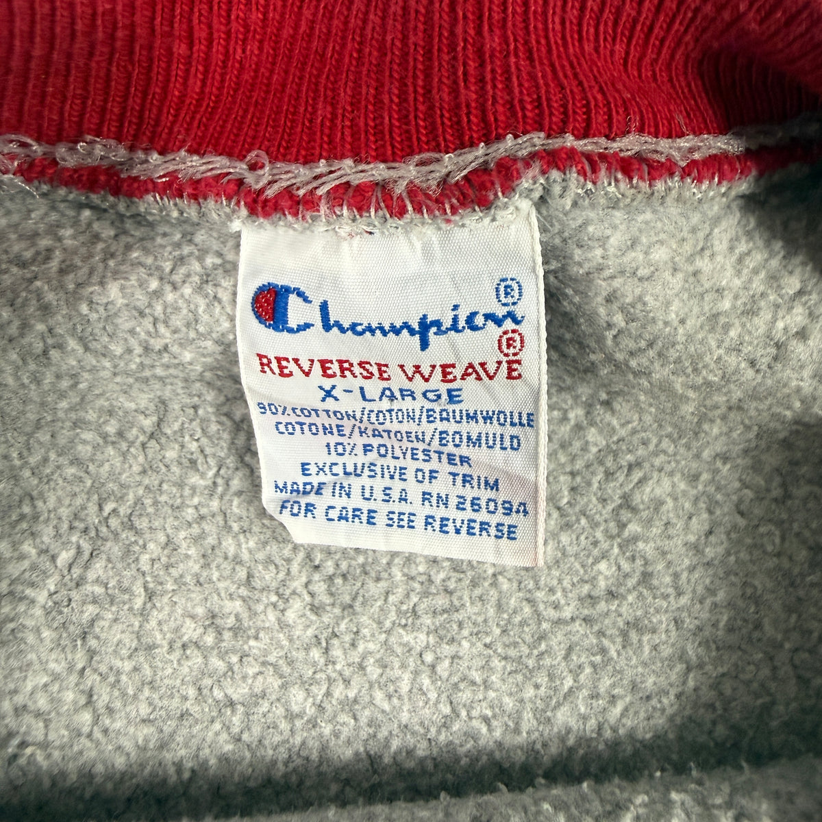 Champion REVERSE WEAVE 刺繍タグ X-LARGE コットン90% ポリエステル10% MADE IN U.S.A. RN 26094