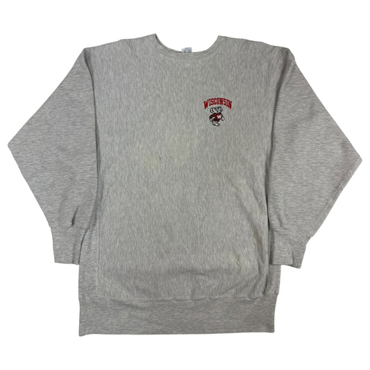 90年代 Champion リバースウィーブ ウィスコンシン大学 スウェット XXL グレー 正面全体
