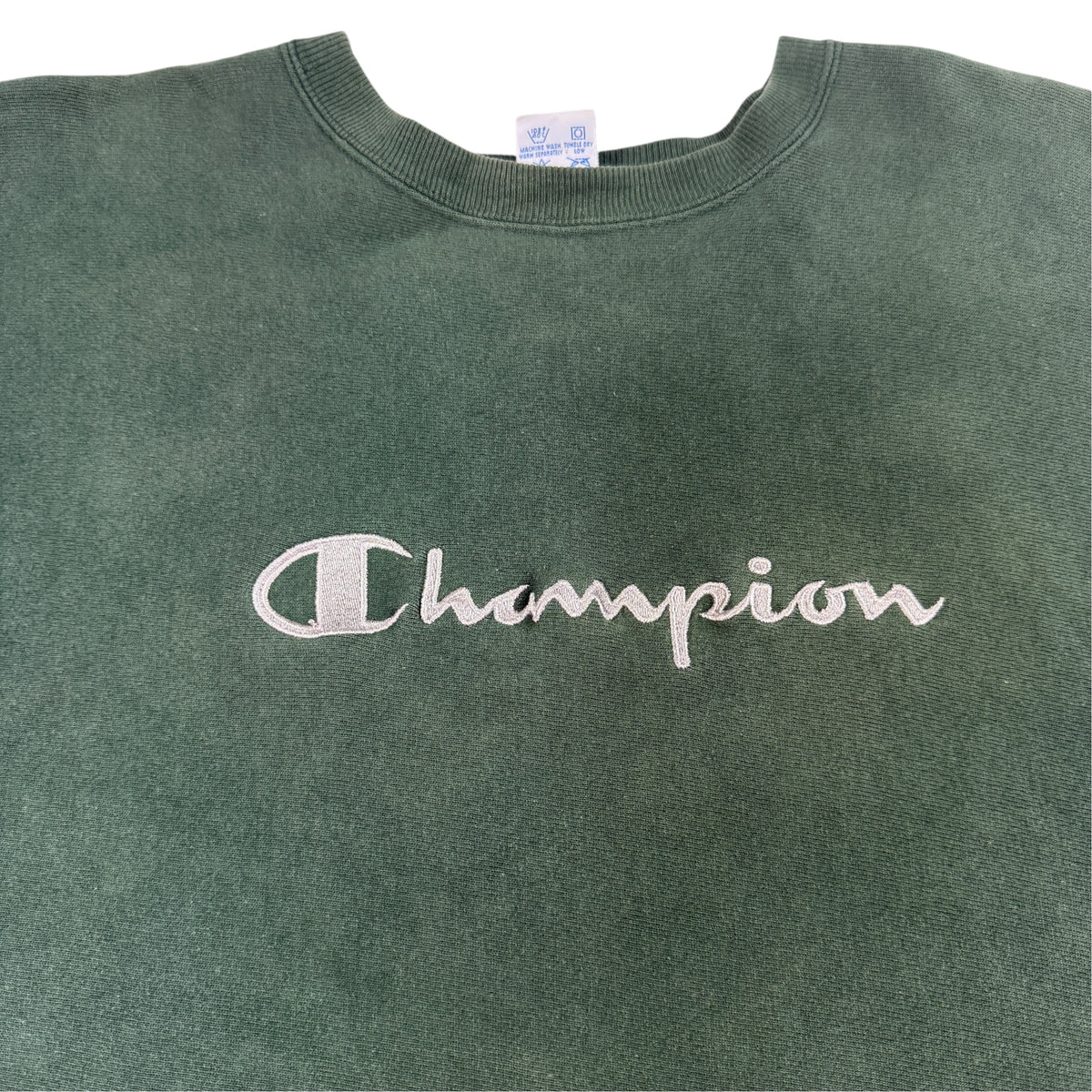 90's Champion リバースウィーブ スクリプトロゴ ダークグリーン スウェット XL 胸 Championスクリプトロゴ引き