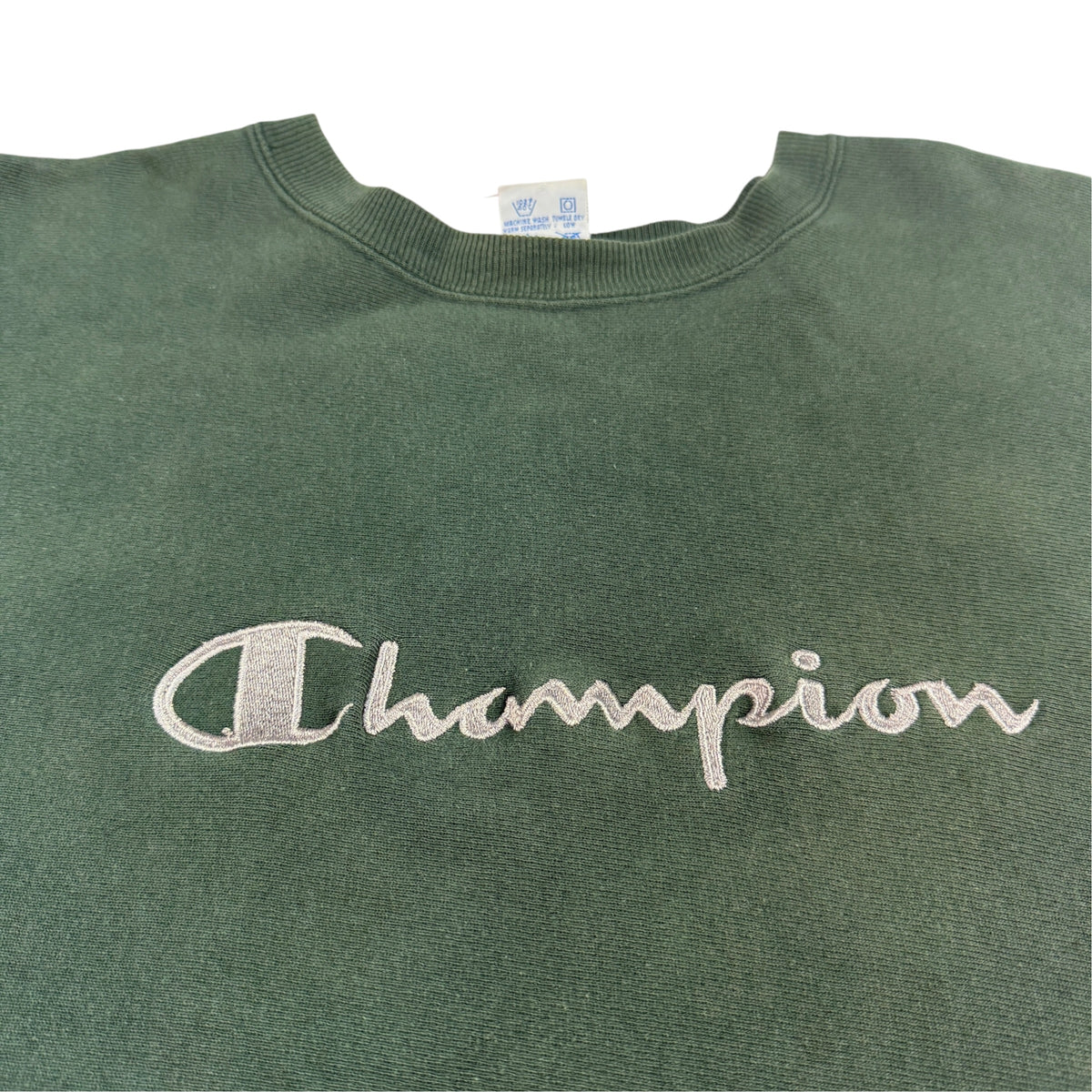 90's Champion リバースウィーブ スクリプトロゴ ダークグリーン スウェット XL 胸 ホワイト刺繍寄り