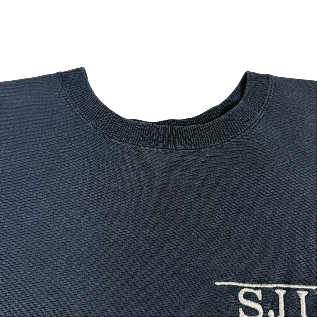 90's Champion リバースウィーブ SJU ネイビー スウェット XL 首リブと胸刺繍