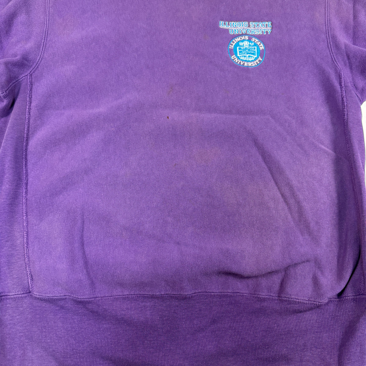 90's Champion リバースウィーブ ILLINOIS STATE パープル スウェット L 左胸 校章刺繍引き