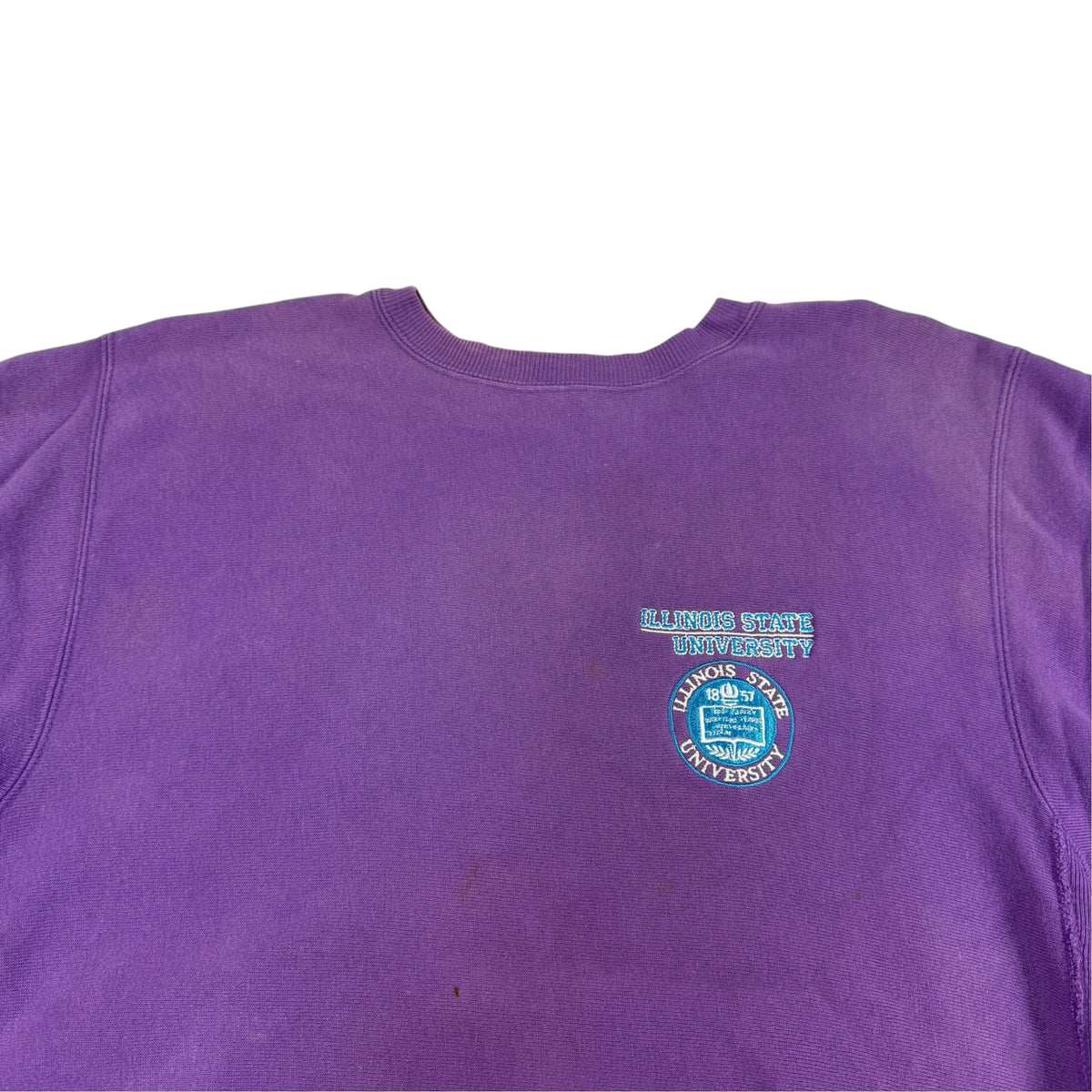 90's Champion リバースウィーブ ILLINOIS STATE パープル スウェット L 正面 上半身引き