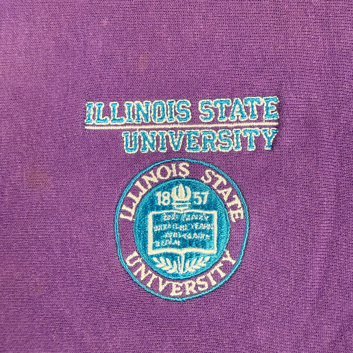 90's Champion リバースウィーブ ILLINOIS STATE パープル スウェット L 校章 1857 超寄り