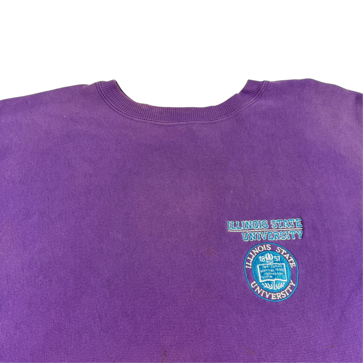 90's Champion リバースウィーブ ILLINOIS STATE パープル スウェット L 左胸 ILLINOIS STATE UNIVERSITY 刺繍寄り