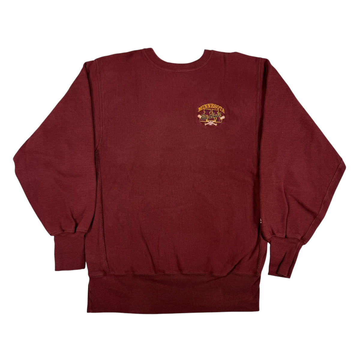 90's Champion リバースウィーブ MINNESOTA Baseball 刺繍 マルーン スウェット L 正面全体