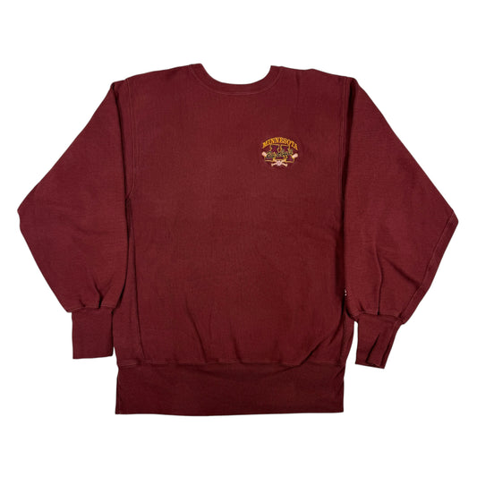 90's Champion リバースウィーブ MINNESOTA Baseball 刺繍 マルーン スウェット L 正面全体