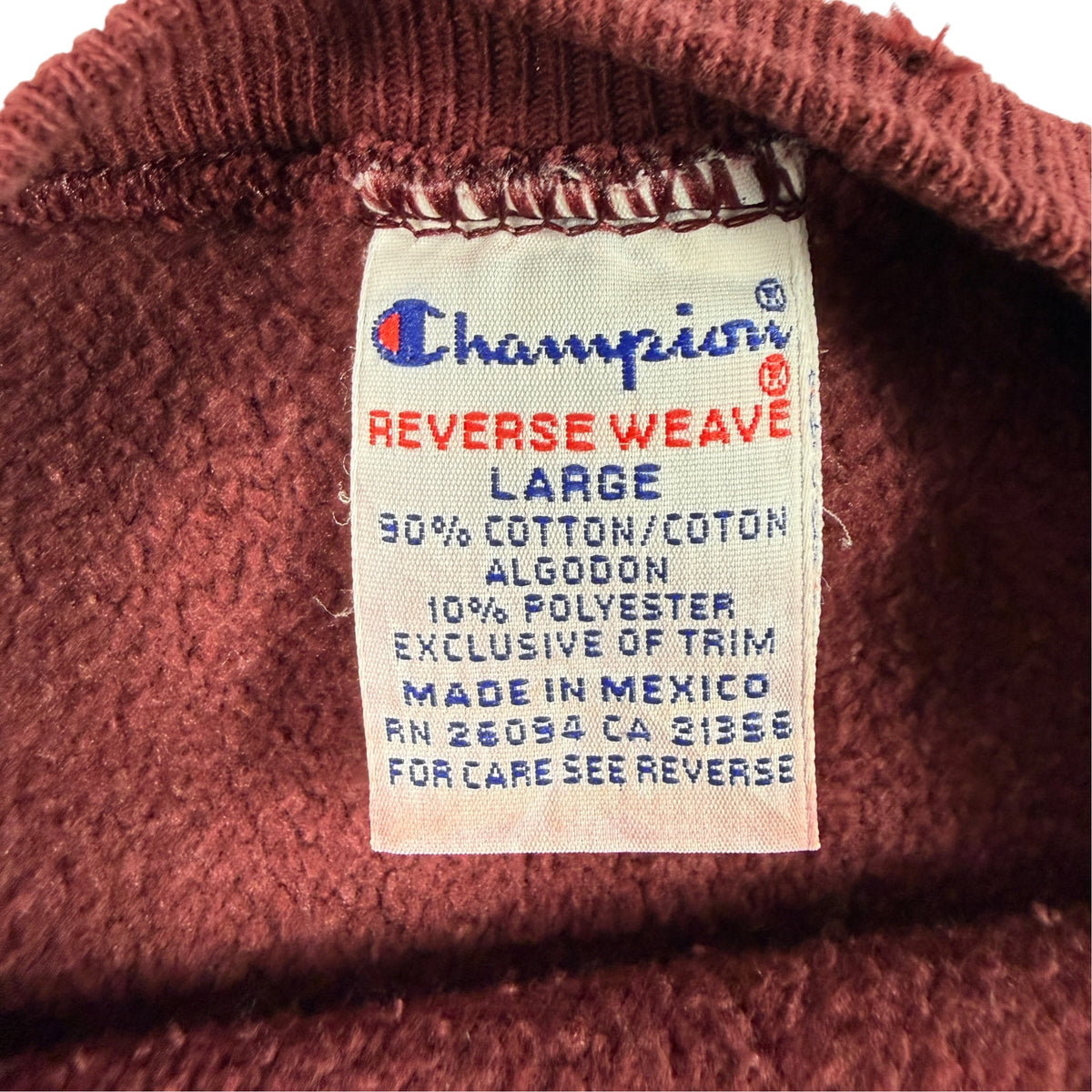 90's Champion リバースウィーブ MINNESOTA Baseball マルーン スウェット L 刺繍タグ LARGE MADE IN MEXICO RN 26094 CA 21356 寄り