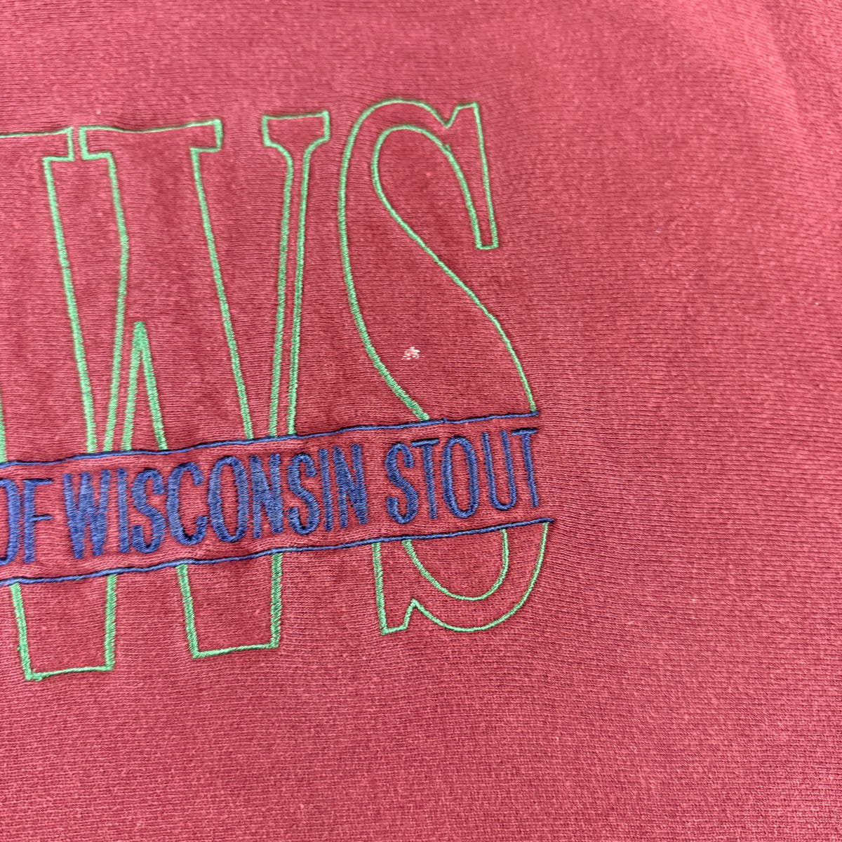 90's Champion リバースウィーブ UWS マルーン スウェット XXL 胸 UNIVERSITY OF WISCONSIN STOUT 刺繍 超寄り