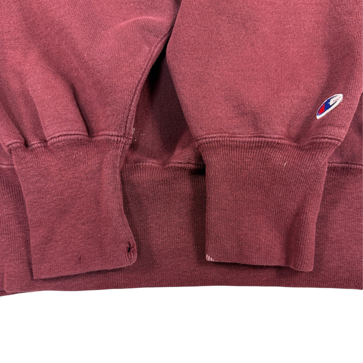 90's Champion リバースウィーブ UWS マルーン スウェット XXL 袖口リブとCワッペン