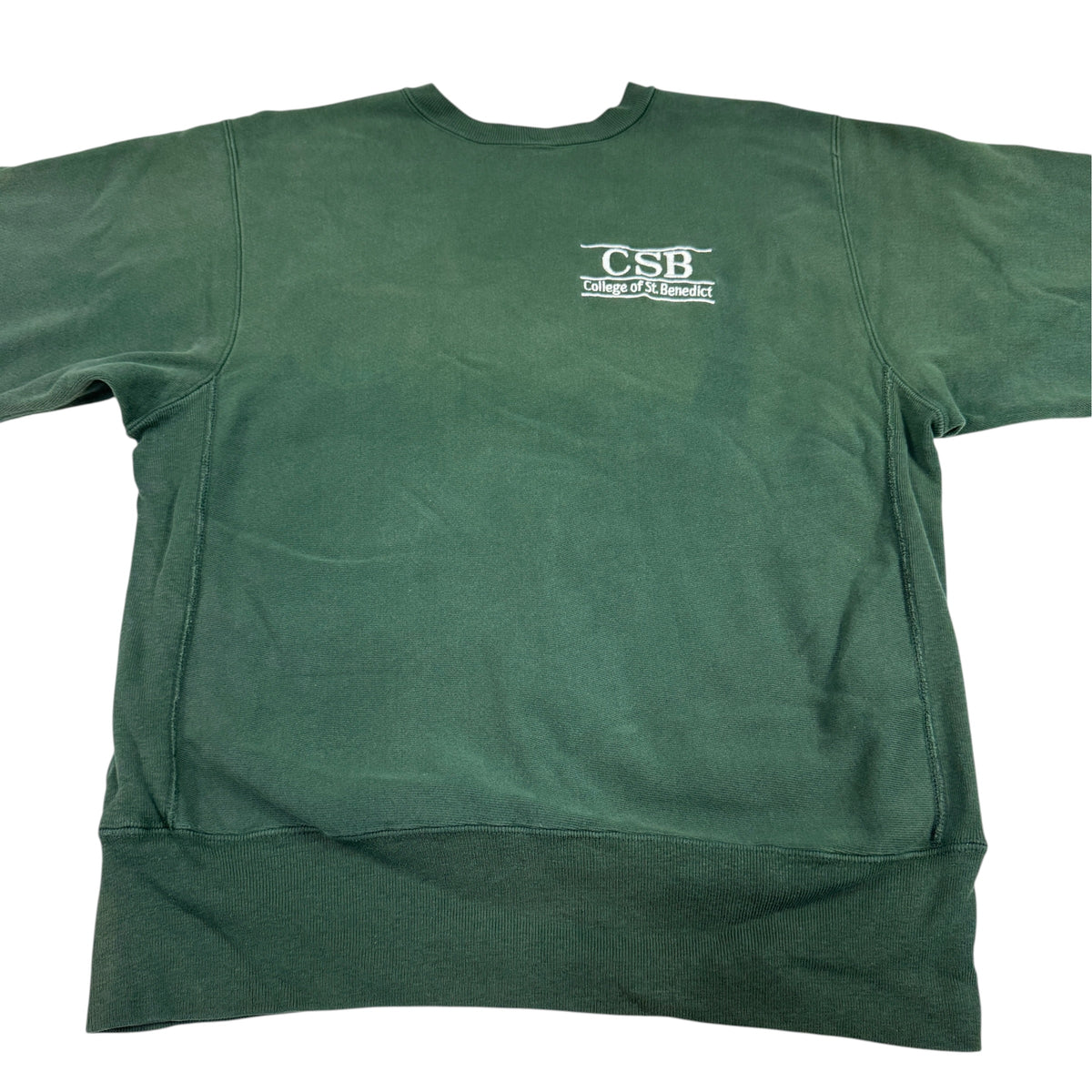 90's Champion リバースウィーブ CSB グリーン スウェット L 正面 平置き全体
