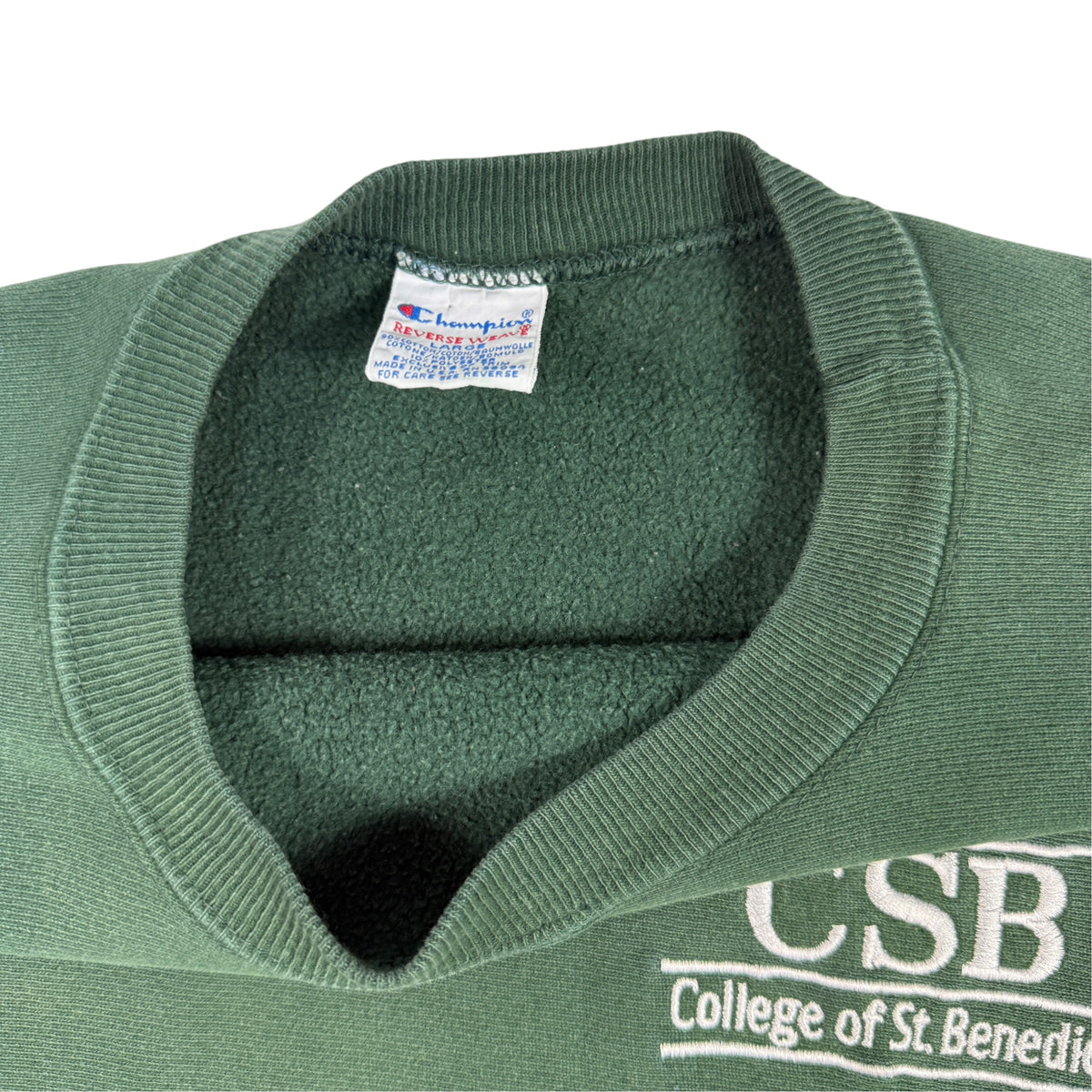 90's Champion リバースウィーブ CSB グリーン スウェット L 首元内側とタグ引き