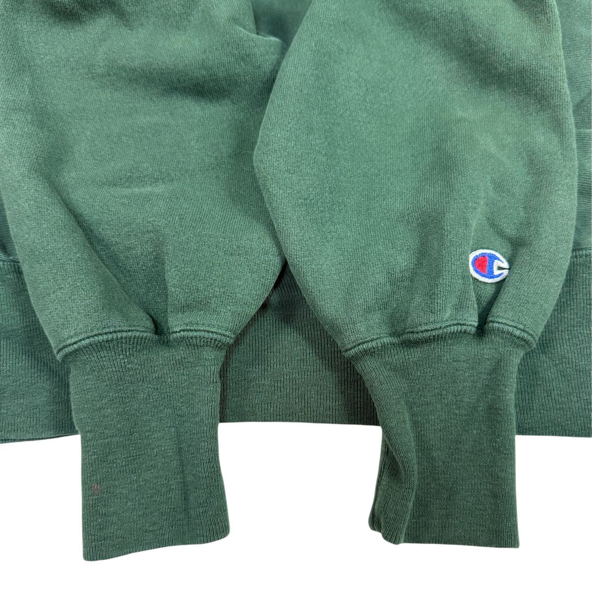 90's Champion リバースウィーブ CSB グリーン スウェット L 左袖 Cワッペンと袖口リブ